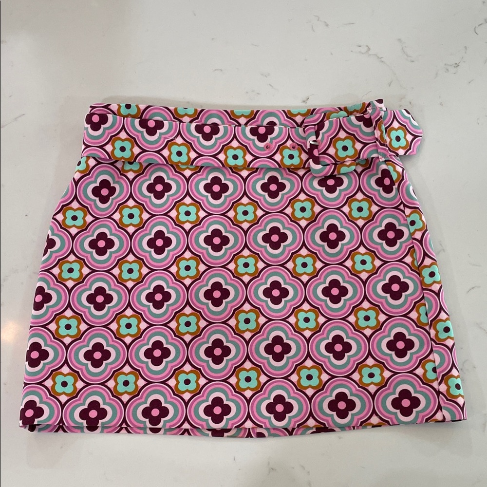 Zara Pink and Purple Geometric Mini Skirt